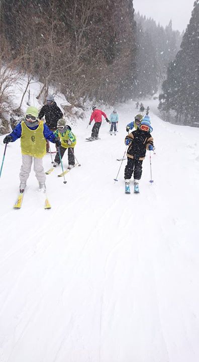 昨日は雨で、今日は絶賛猛吹雪中ですが、元気にスキーしてます‼