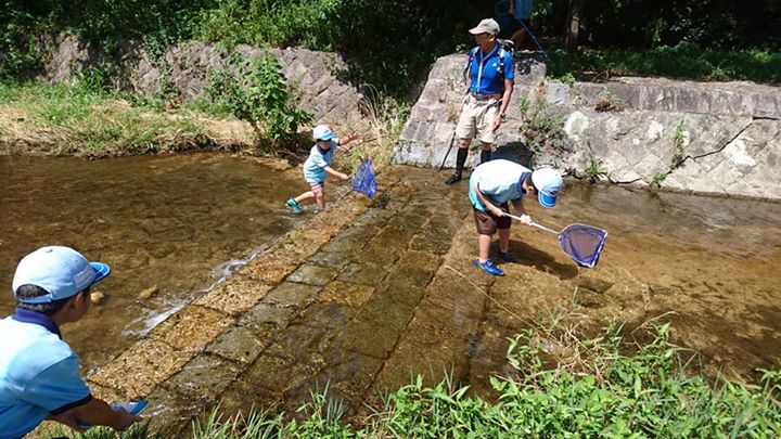 ビーバー隊は夙川で、リバーウォーク&水遊び。