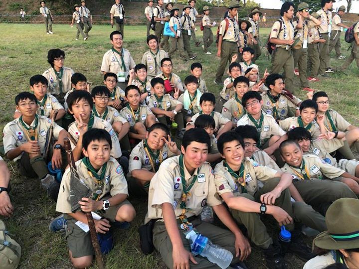 ジャンボリー大集会、スカウトアンバサダーの宇宙飛行士、野口聡一さんが激励に来られ、皇太子殿下をお迎えして大いに盛り上がって終了しました。